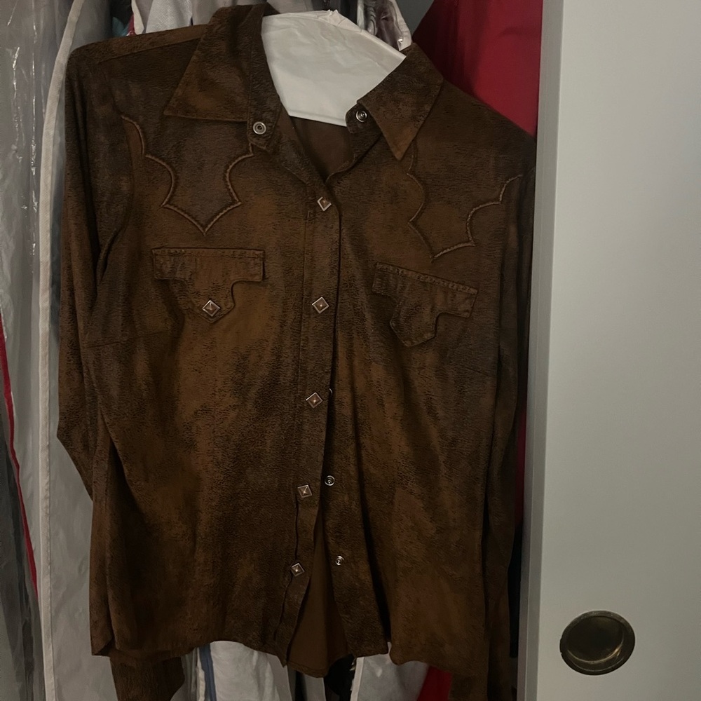 Roper Brand Brown Suede Women’s Button Down Size Small